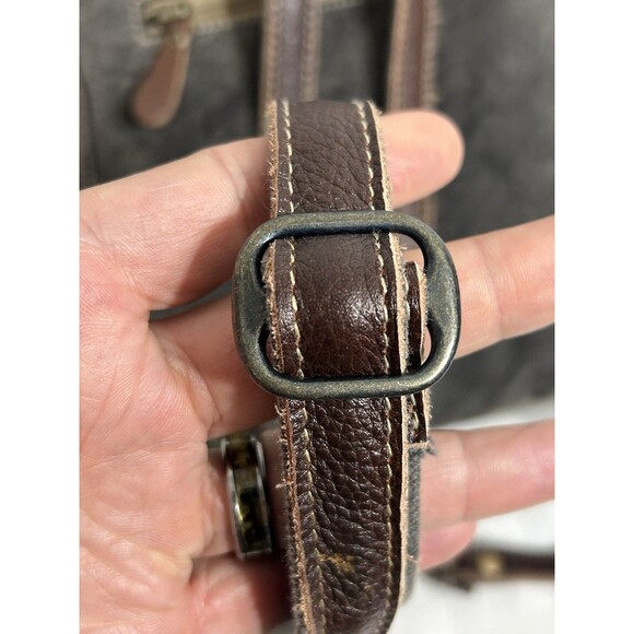 MINTY MYRA BAGS Horse Hair Canvas Leather Backpack Gray Brown Large travel purse - Picture 7 of 16